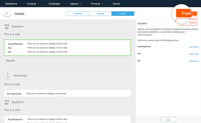 Step 9: Campaign Details Duplicate Menu