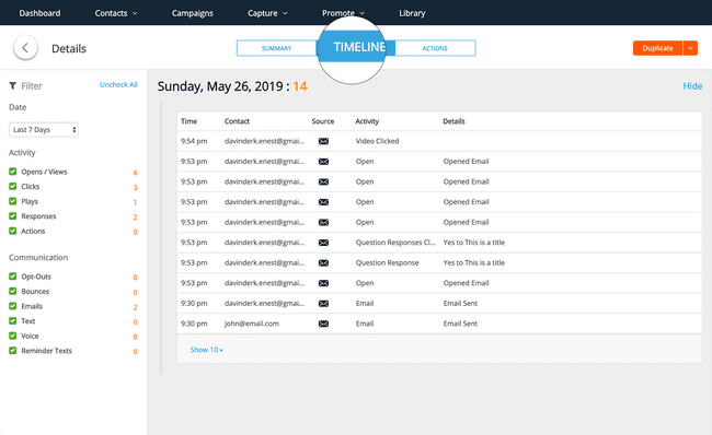 Step 7: Campaign Details Timeline Tab